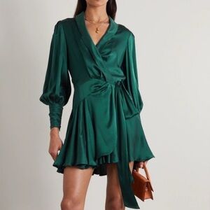 Zimmermann Wrap Silk Green Dress
